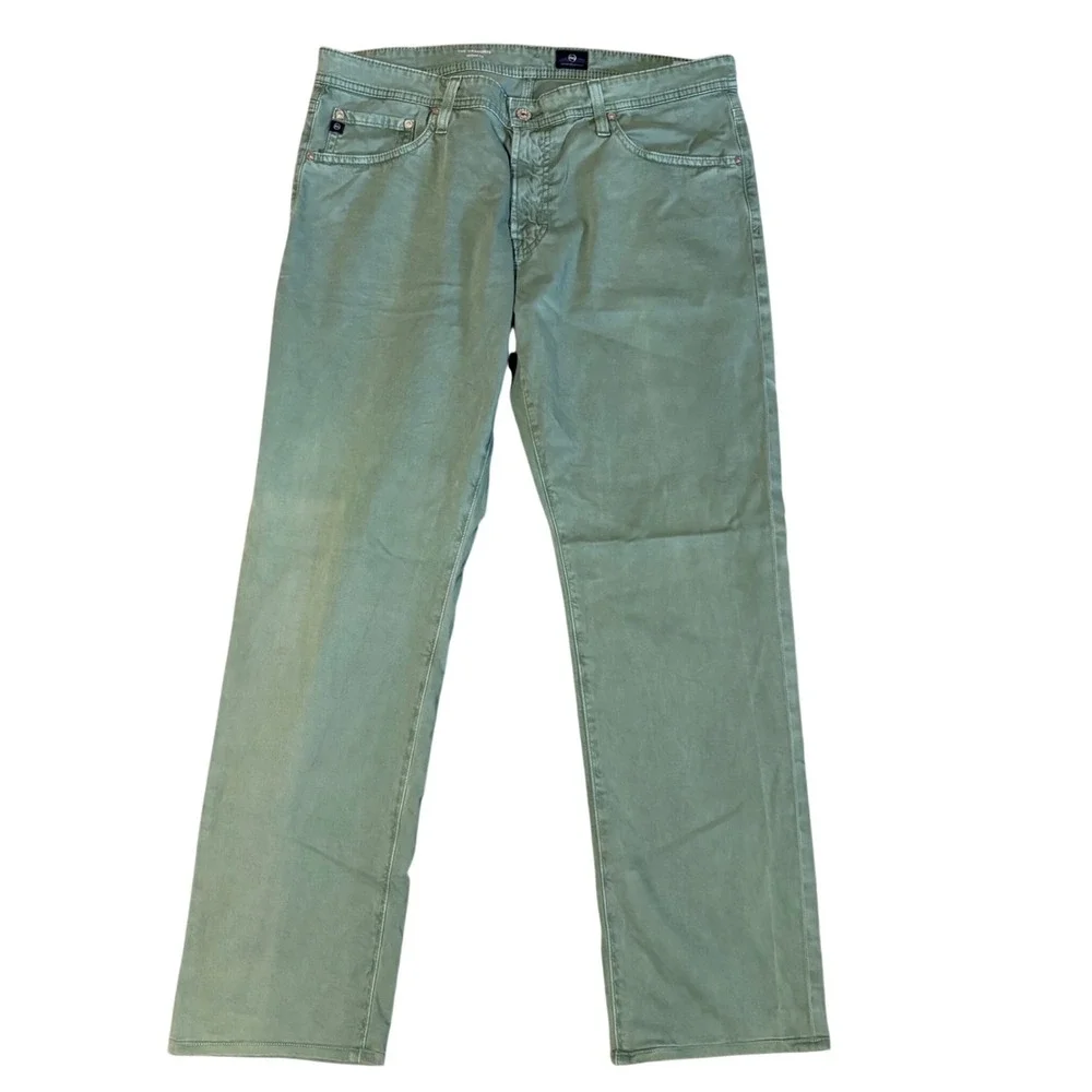 AG Adriano Goldschmied Graduate Pants Mens Fits 38x31 Green Tailored Leg Chino